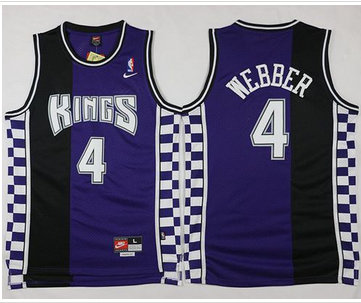Sacramento Kings #4 Chris Webber Purple Black Throwback Stitched NBA Jersey