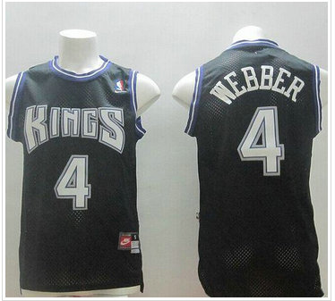 Sacramento Kings #4 Chris Webber Black Throwback Stitched NBA Jersey