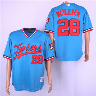 Twins #28 Bert Blyleven Blue Turn Back The Clock Jersey