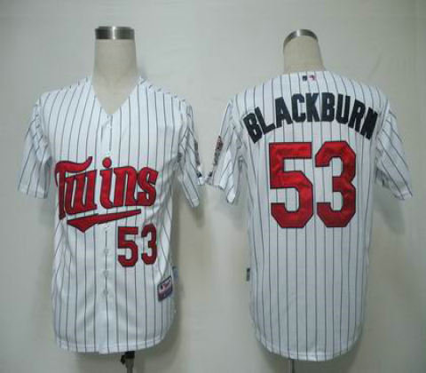 MLB Jerseys Minnesota Twins 53 Blackburn White biue strip