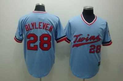 Minnesota Twins 28 Bert Blyleven Baby Blue Cooperstown Throwback Jersey