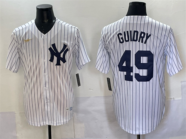 Men's New York Yankees #49 Ron Guidry White Cool Base Stitched Baseball Jersey Men's New York Yankees #49 Ron Guidry White Cool Base Stitched Baseball Jersey