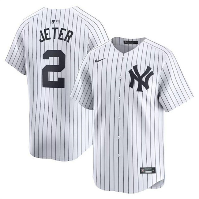 Men's New York Yankees #2 Derek Jeter White Home Limited Stitched Baseball Jersey Men's New York Yankees #2 Derek Jeter White Home Limited Stitched Baseball Jersey