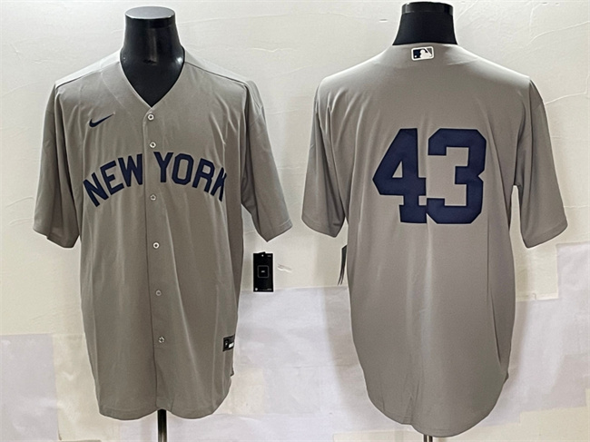 Men's New York Yankees #43 Jonathan Loáisiga Grey Cool Base Stitched Baseball Jersey Men's New York Yankees #43 Jonathan Loáisiga Grey Cool Base Stitched Baseball Jersey