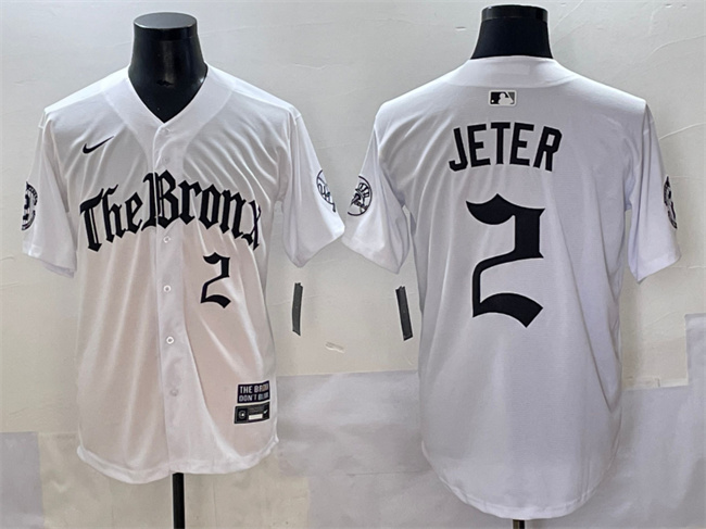 Men's New York Yankees #2 Derek Jeter White 'Gothic Legacy Edition' Vapor Premier Limited Stitched Baseball Jersey Men's New York Yankees #2 Derek Jeter White 'Gothic Legacy Edition' Vapor Premier Limited Stitched Baseball Jersey