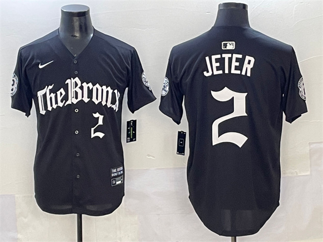 Men's New York Yankees #2 Derek Jeter Black 'Gothic Legacy Edition' Vapor Premier Limited Stitched Baseball Jersey Men's New York Yankees #2 Derek Jeter Black 'Gothic Legacy Edition' Vapor Premier Limited Stitched Baseball Jersey