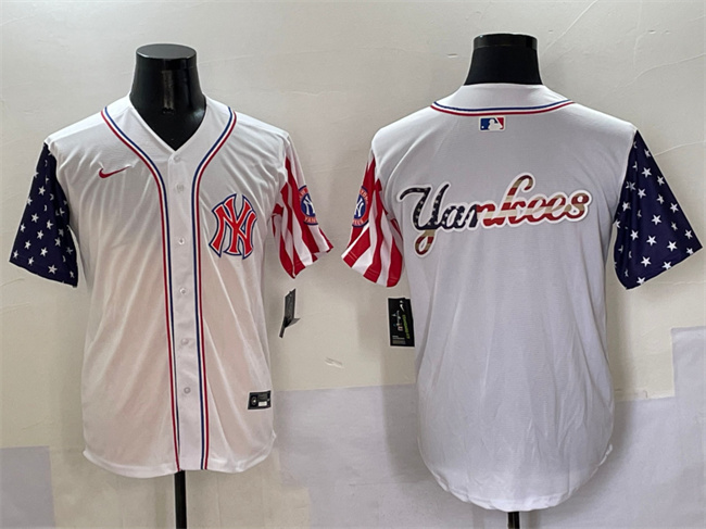 Men's New York Yankees Team Big Logo White American Style Limited Stitched Baseball Jersey 003 Men's New York Yankees Team Big Logo White American Style Limited Stitched Baseball Jersey 003