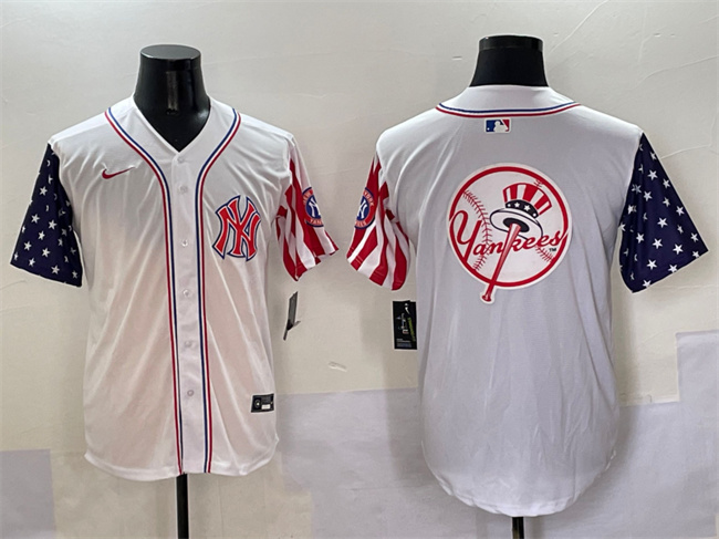 Men's New York Yankees Team Big Logo White American Style Limited Stitched Baseball Jersey 001 Men's New York Yankees Team Big Logo White American Style Limited Stitched Baseball Jersey 001