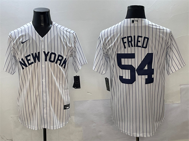 Men's New York Yankees #54 Max Fried White Cool Base Stitched Baseball Jersey 1 Men's New York Yankees #54 Max Fried White Cool Base Stitched Baseball Jersey 1