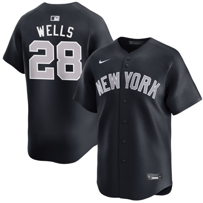 Men's New York Yankees #28 Austin Wells Navy 2025 Alternate Limited Stitched Baseball Jersey Men's New York Yankees #28 Austin Wells Navy 2025 Alternate Limited Stitched Baseball Jersey