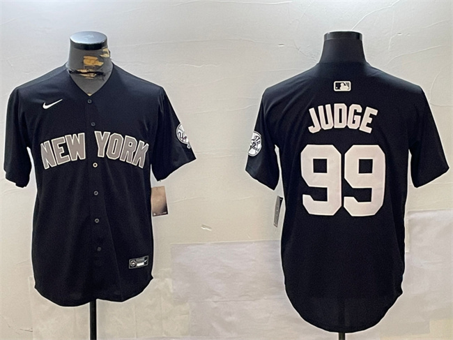 Men's New York Yankees #99 Aaron Judge Black With Patch Limited Stitched Baseball Jersey Men's New York Yankees #99 Aaron Judge Black With Patch Limited Stitched Baseball Jersey
