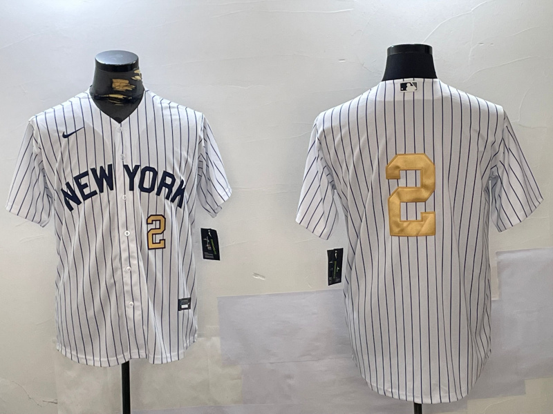 Men's New York Yankees #2 Derek Jeter White Pinstripe Without Name Fashion Cool Base Jerseys Men's New York Yankees #2 Derek Jeter White Pinstripe Without Name Fashion Cool Base Jerseys