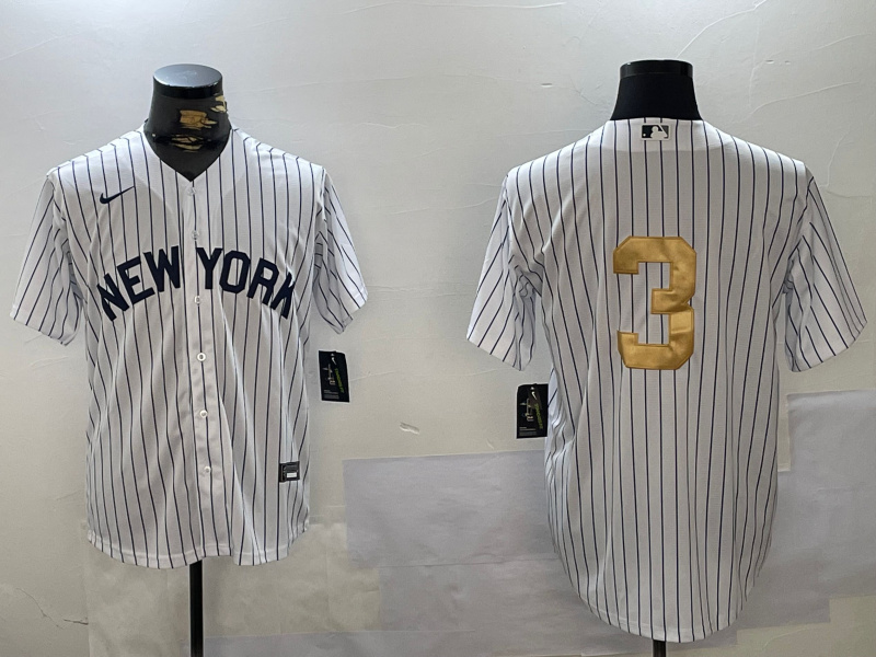Men's New York Yankees #3 Babe Ruth White Pinstripe Without Name Fashion Cool Base Jersey 1 Men's New York Yankees #3 Babe Ruth White Pinstripe Without Name Fashion Cool Base Jersey 1