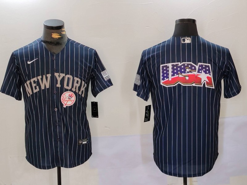 Men's New York Yankees Navy Team Big Logo Cool Base Stitched Baseball Jersey 17 Men's New York Yankees Navy Team Big Logo Cool Base Stitched Baseball Jersey 17