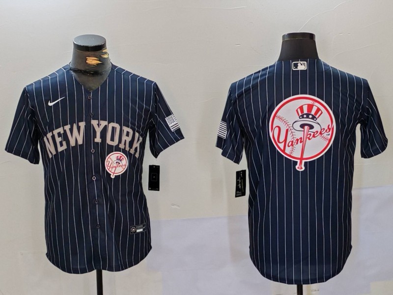 Men's New York Yankees Navy Team Big Logo Cool Base Stitched Baseball Jersey 5 Men's New York Yankees Navy Team Big Logo Cool Base Stitched Baseball Jersey 5