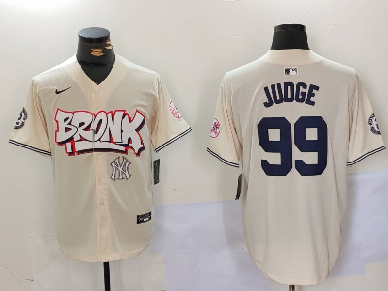 Men's New York Yankees #99 Aaron Judge Cream The Bronx Graffiti V2 Vapor Limited Stitched Baseball Jersey 2 Men's New York Yankees #99 Aaron Judge Cream The Bronx Graffiti V2 Vapor Limited Stitched Baseball Jersey 2