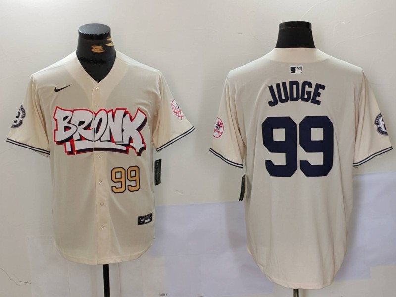 Men's New York Yankees #99 Aaron Judge Cream The Bronx Graffiti V2 Vapor Limited Stitched Baseball Jersey 1 Men's New York Yankees #99 Aaron Judge Cream The Bronx Graffiti V2 Vapor Limited Stitched Baseball Jersey 1