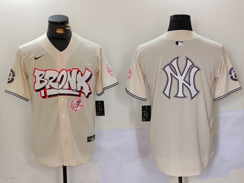 Men's New York Yankees Blank Cream The Bronx Graffiti V2 Vapor Limited Stitched Baseball Jersey 15 Men's New York Yankees Blank Cream The Bronx Graffiti V2 Vapor Limited Stitched Baseball Jersey 15