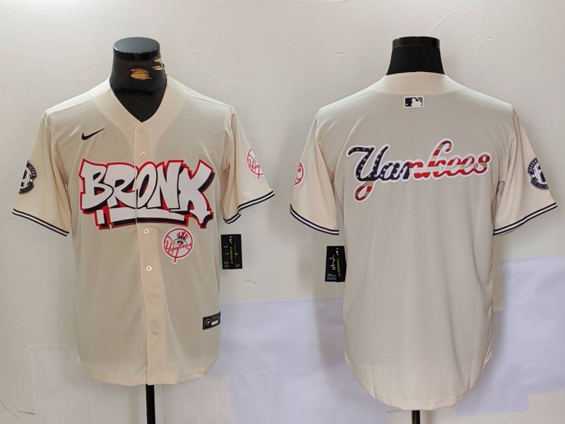 Men's New York Yankees Blank Cream The Bronx Graffiti V2 Vapor Limited Stitched Baseball Jersey 3 Men's New York Yankees Blank Cream The Bronx Graffiti V2 Vapor Limited Stitched Baseball Jersey 3