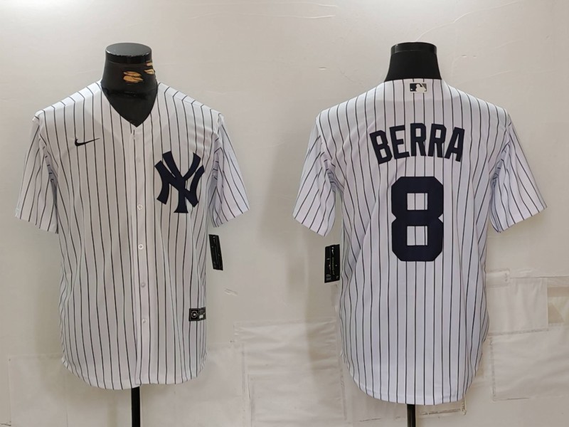 Men's New York Yankees #8 Yogi Berra White Cool Base Stitched Baseball Jersey Men's New York Yankees #8 Yogi Berra White Cool Base Stitched Baseball Jersey