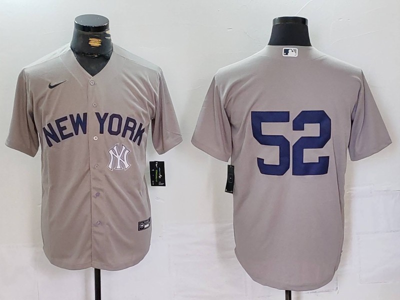 Men's New York Yankees #52 CC Sabathia Grey Cool Base Stitched Baseball Jersey 2 Men's New York Yankees #52 CC Sabathia Grey Cool Base Stitched Baseball Jersey 2
