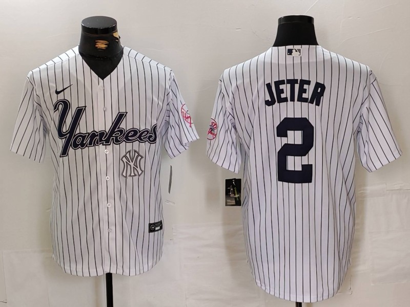 Men's New York Yankees #2 Derek Jeter White Cool Base Stitched Baseball Jersey 1 Men's New York Yankees #2 Derek Jeter White Cool Base Stitched Baseball Jersey 1