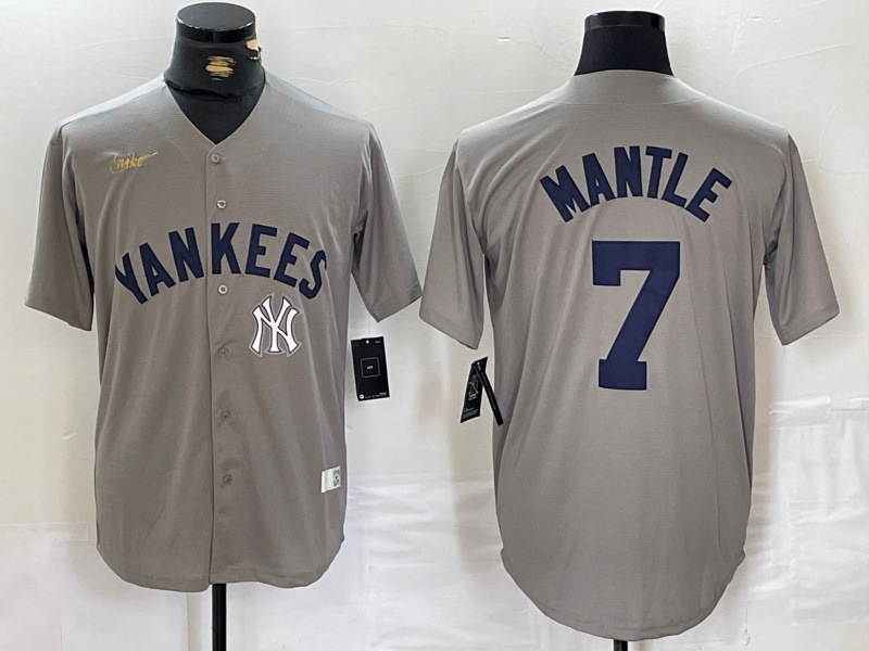 Men's New York Yankees #7 Mickey Mantle Grey Cool Base Stitched Baseball Jersey 1 Men's New York Yankees #7 Mickey Mantle Grey Cool Base Stitched Baseball Jersey 1