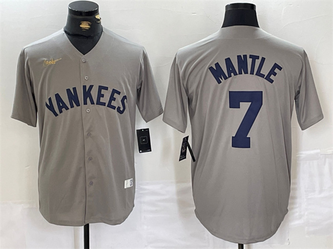 Men's New York Yankees #7 Mickey Mantle Grey Cool Base Stitched Baseball Jersey Men's New York Yankees #7 Mickey Mantle Grey Cool Base Stitched Baseball Jersey