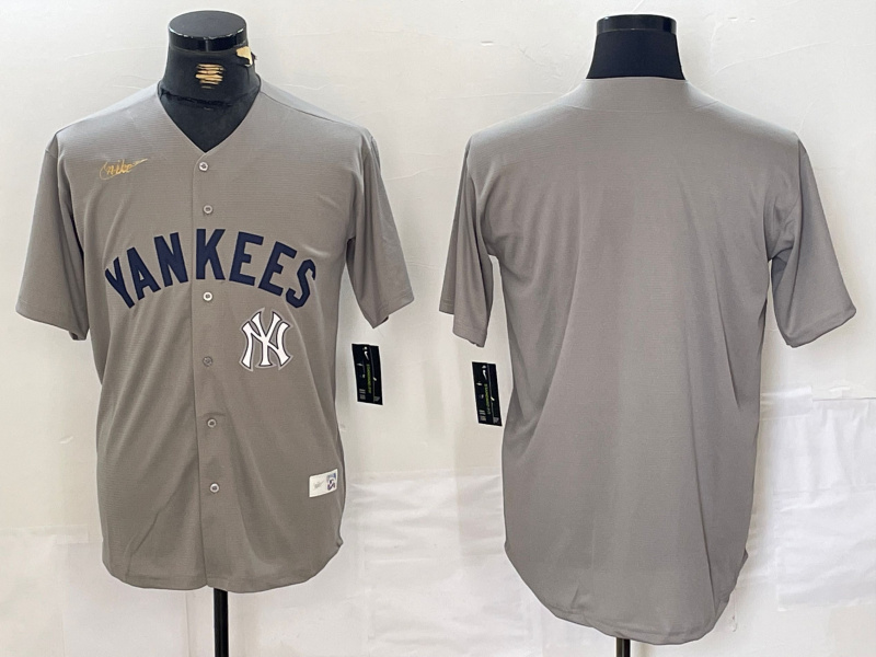 Men's New York Yankees Blank Grey Cool Base Stitched Baseball Jersey 001 Men's New York Yankees Blank Grey Cool Base Stitched Baseball Jersey 001