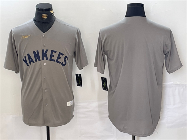 Men's New York Yankees Blank Grey Cool Base Stitched Baseball Jersey Men's New York Yankees Blank Grey Cool Base Stitched Baseball Jersey