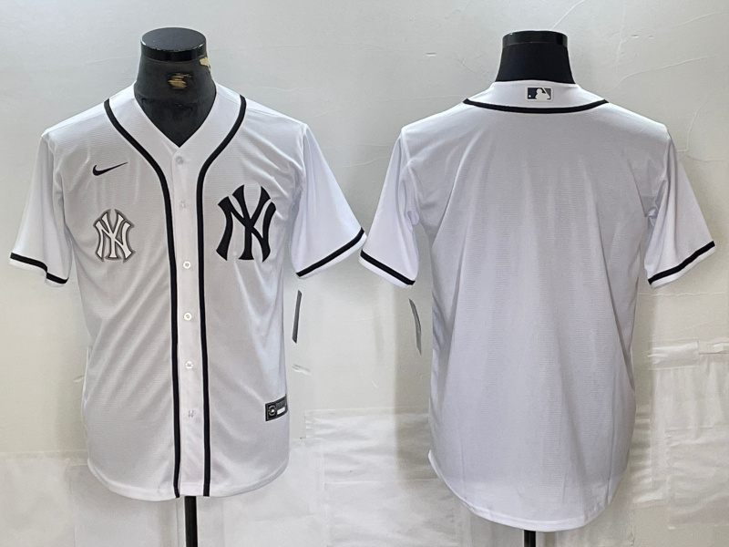 Men's New York Yankees White Team Big Logo Cool Base Stitched Baseball Jersey 15 Men's New York Yankees White Team Big Logo Cool Base Stitched Baseball Jersey 15