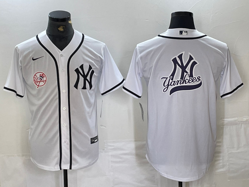 Men's New York Yankees White Team Big Logo Cool Base Stitched Baseball Jersey 4 Men's New York Yankees White Team Big Logo Cool Base Stitched Baseball Jersey 4