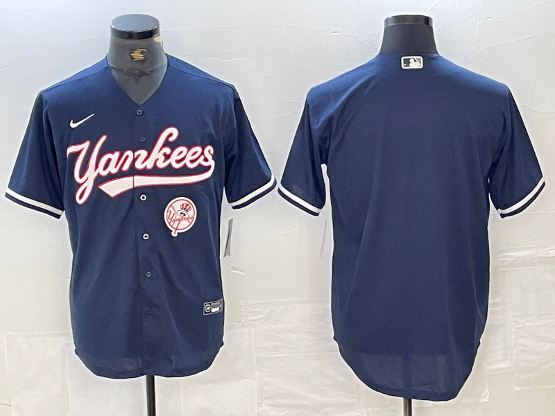 Men's New York Yankees Big LOGO Navy Cool Base Stitched Baseball Jersey 60 Men's New York Yankees Big LOGO Navy Cool Base Stitched Baseball Jersey 60