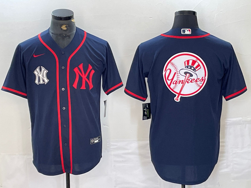 Men's New York Yankees Big LOGO Navy Cool Base Stitched Baseball Jersey 50 Men's New York Yankees Big LOGO Navy Cool Base Stitched Baseball Jersey 50
