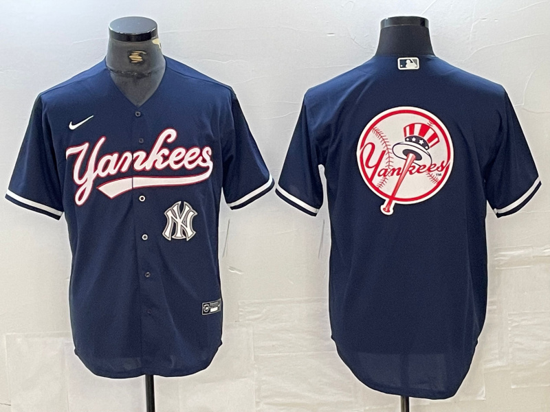 Men's New York Yankees Big LOGO Navy Cool Base Stitched Baseball Jersey 31 Men's New York Yankees Big LOGO Navy Cool Base Stitched Baseball Jersey 31
