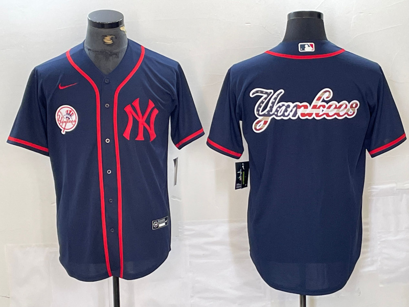 Men's New York Yankees Big LOGO Navy Cool Base Stitched Baseball Jersey 25 Men's New York Yankees Big LOGO Navy Cool Base Stitched Baseball Jersey 25