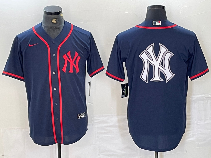 Men's New York Yankees Big LOGO Navy Cool Base Stitched Baseball Jersey 18 Men's New York Yankees Big LOGO Navy Cool Base Stitched Baseball Jersey 18