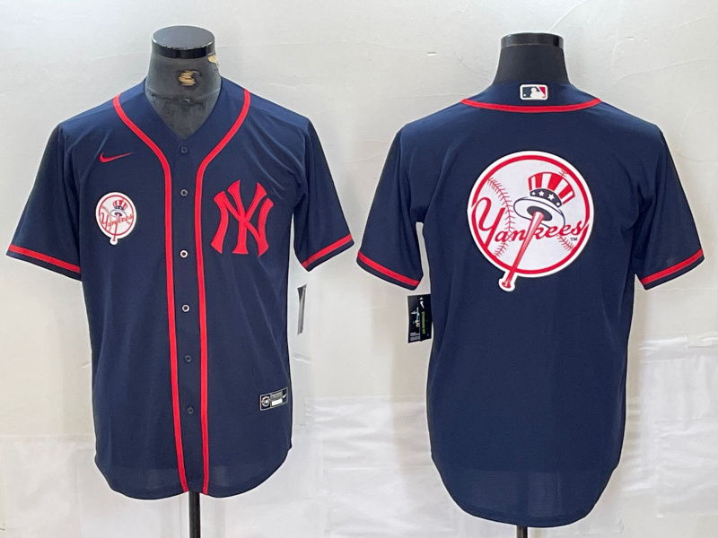 Men's New York Yankees Big LOGO Navy Cool Base Stitched Baseball Jersey 8 Men's New York Yankees Big LOGO Navy Cool Base Stitched Baseball Jersey 8