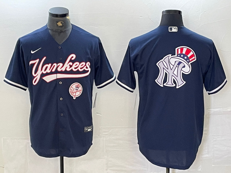 Men's New York Yankees Big LOGO Navy Cool Base Stitched Baseball Jersey 3 Men's New York Yankees Big LOGO Navy Cool Base Stitched Baseball Jersey 3