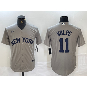 MLB Yankees 11 Anthony Volpe Grey Nike Cool Base Men Jersey MLB Yankees 11 Anthony Volpe Grey Nike Cool Base Men Jersey