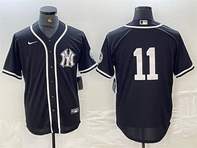 Men's New York Yankees #11 Anthony Volpe Black Cool Base Stitched Baseball Jersey 3 Men's New York Yankees #11 Anthony Volpe Black Cool Base Stitched Baseball Jersey 3
