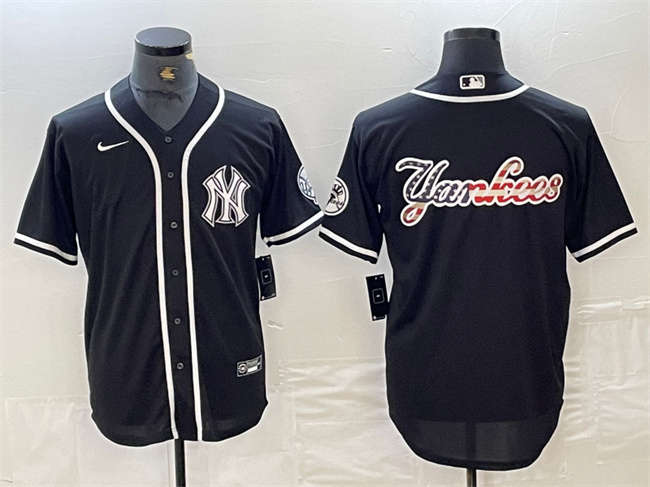 Men's New York Yankees Black Team Big Logo Cool Base Stitched Baseball Jersey 11 Men's New York Yankees Black Team Big Logo Cool Base Stitched Baseball Jersey 11