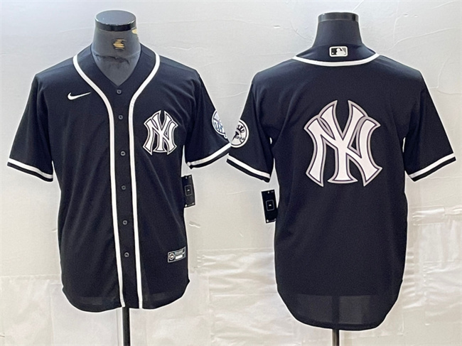 Men's New York Yankees Black Team Big Logo Cool Base Stitched Baseball Jersey Men's New York Yankees Black Team Big Logo Cool Base Stitched Baseball Jersey