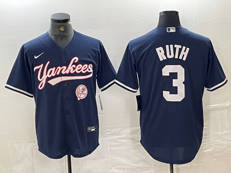 Men's New York Yankees #3 Babe Ruth Navy With Patch Cool Base Stitched Baseball Jersey Men's New York Yankees #3 Babe Ruth Navy With Patch Cool Base Stitched Baseball Jersey