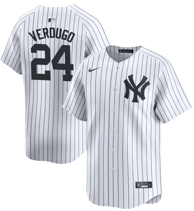 Men's New York Yankees #24 Alex Verdugo White 2024 Gome Limited Cool Base Stitched Baseball Jersey Men's New York Yankees #24 Alex Verdugo White 2024 Gome Limited Cool Base Stitched Baseball Jersey