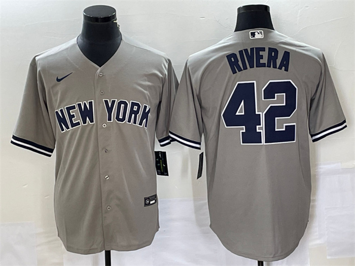 Men's New York Yankees #42 Mariano Rivera Gray Cool Base Stitched Baseball Jersey Men's New York Yankees #42 Mariano Rivera Gray Cool Base Stitched Baseball Jersey
