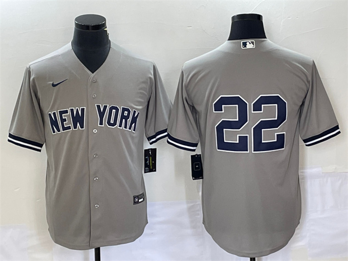 Men's New York Yankees #22 Harrison Bader Gray Cool Base Stitched Baseball Jersey Men's New York Yankees #22 Harrison Bader Gray Cool Base Stitched Baseball Jersey