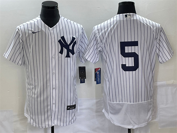 Men's New York Yankees #5 Joe DiMaggio White Flex Base Stitched Baseball Jersey Men's New York Yankees #5 Joe DiMaggio White Flex Base Stitched Baseball Jersey