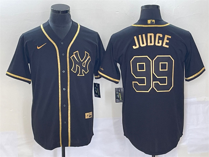Men's New York Yankees #99 Aaron Judge Black Gold Cool Base Stitched Baseball Jersey Men's New York Yankees #99 Aaron Judge Black Gold Cool Base Stitched Baseball Jersey
