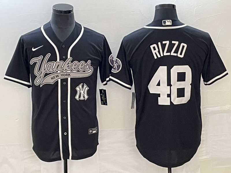 Men's New York Yankees #48 Anthony Rizzo Black With Patch Cool Base Stitched Baseball Jersey Men's New York Yankees #48 Anthony Rizzo Black With Patch Cool Base Stitched Baseball Jersey